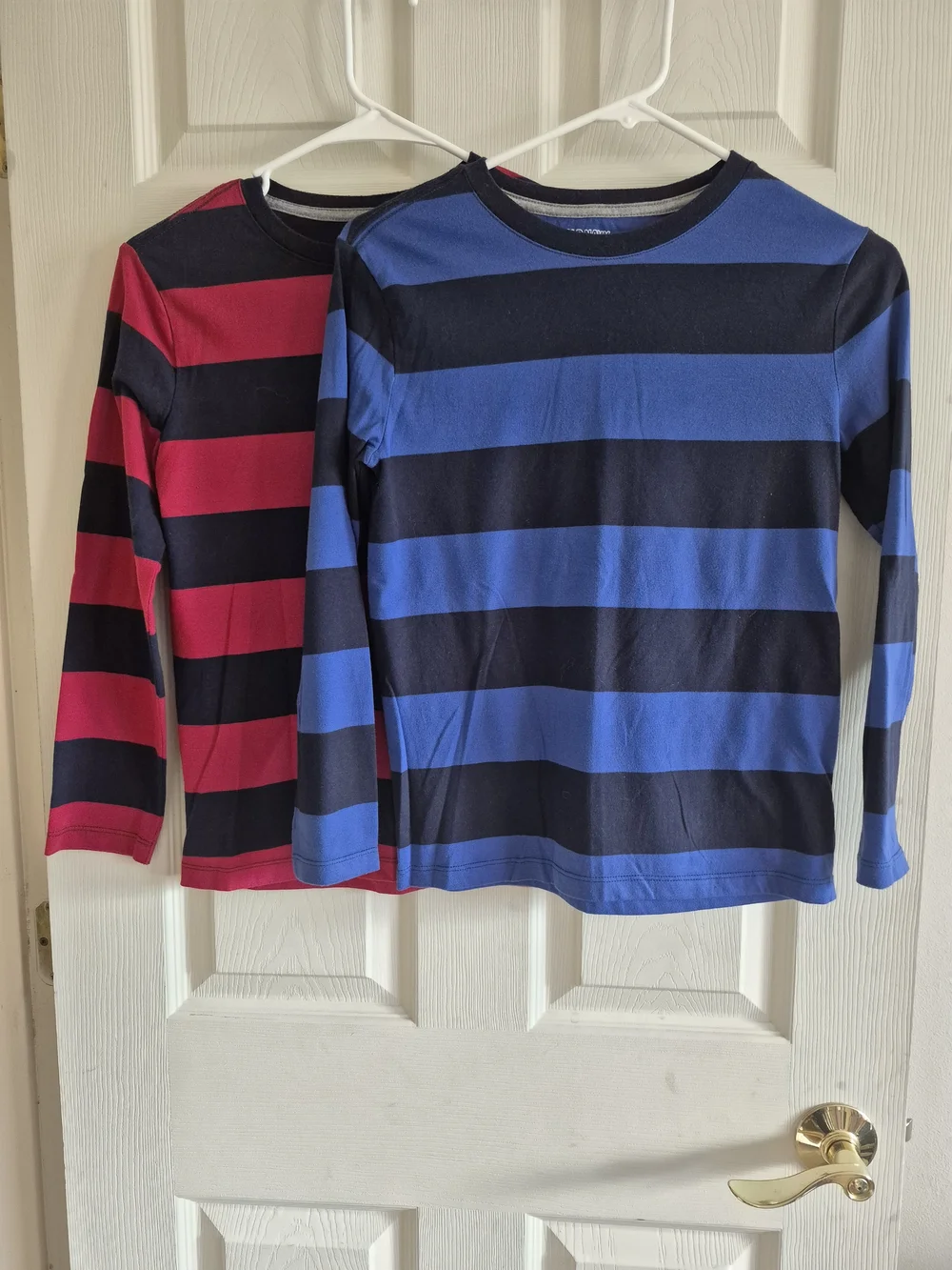 Old Navy Kids Long-Sleeve Striped Tees - Blue & Red with Black